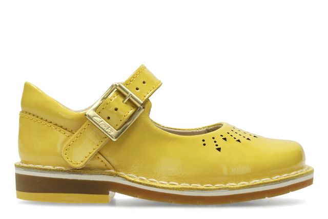 Clarks Yarn Jump Yellow Patent Kids girls first and baby shoes 3122-16F